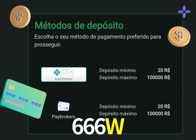 O cassino 666W oferece uma grande variedade de métodos de pagamento